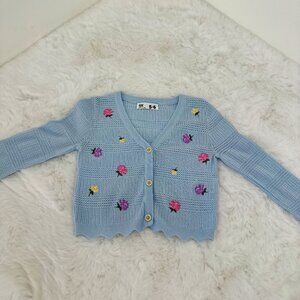 Cotton On Kids Girls Embroidered Knit Cardigan
